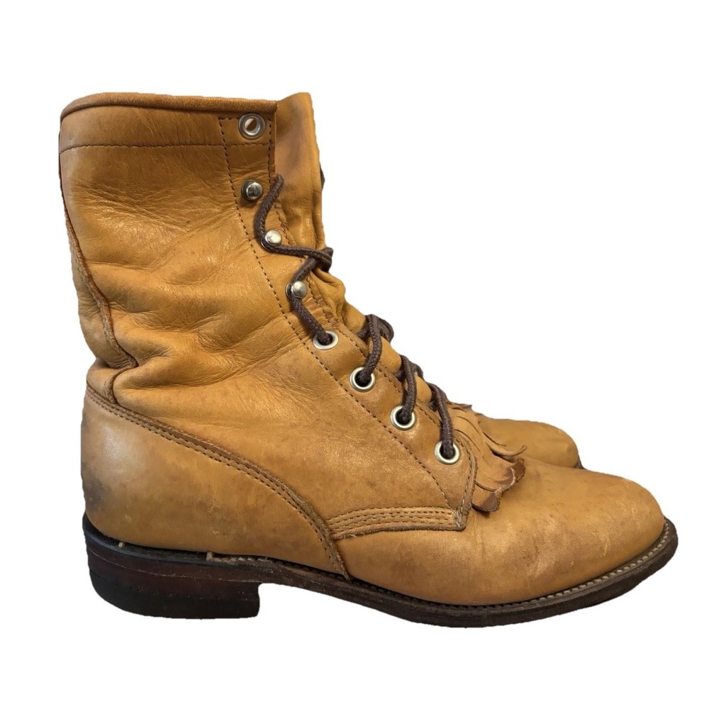 Women's Justin Kiltie Kilty Lacers Brown Leather Boots Size 4 B